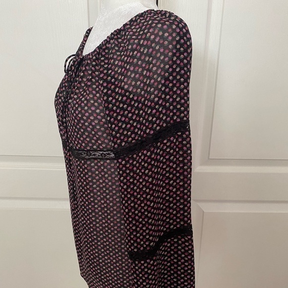 Karen Kane 100% Silk Boho Floral Lace Bell Sleeve Blouse | Size S - Picture 3 of 11